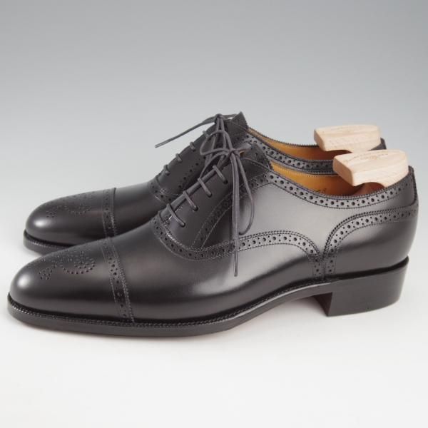 未使用★(浅草)ギルド・オブ・クラフツ SIZE 6(S)【定価￥132,000-★Robinson 3/(英国製)純正シューツリー付き】セミブローグ/黒★k392