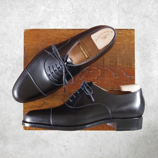 未使用★(浅草)ギルド・オブ・クラフツ SIZE 6(M)【定価￥115,500-★Blackie/(英国製)純正シューツリー付き】ストレートチップ/黒★k394