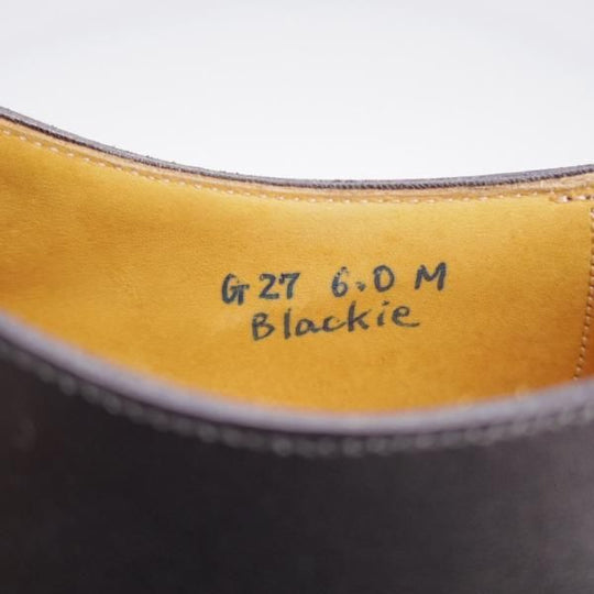 未使用★(浅草)ギルド・オブ・クラフツ SIZE 6(M)【定価￥115,500-★Blackie/(英国製)純正シューツリー付き】ストレートチップ/黒★k394