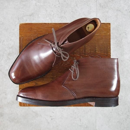 極上★クロケット&ジョーンズ 6.5D【ハンドグレードライン★チャッカブーツ/ALBION】324ラスト/カーフ/濃茶/Crockett&Jones★k398