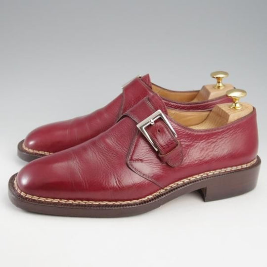 極上★(伊)マンニーナ UK6.5程度【貴重★ノルベジェーゼ製法/オーダー品/純正シューツリー付き】モンクストラップ/赤茶/MANNINA★k400