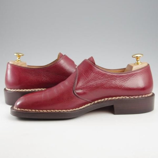 極上★(伊)マンニーナ UK6.5程度【貴重★ノルベジェーゼ製法/オーダー品/純正シューツリー付き】モンクストラップ/赤茶/MANNINA★k400