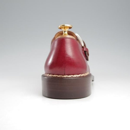 極上★(伊)マンニーナ UK6.5程度【貴重★ノルベジェーゼ製法/オーダー品/純正シューツリー付き】モンクストラップ/赤茶/MANNINA★k400