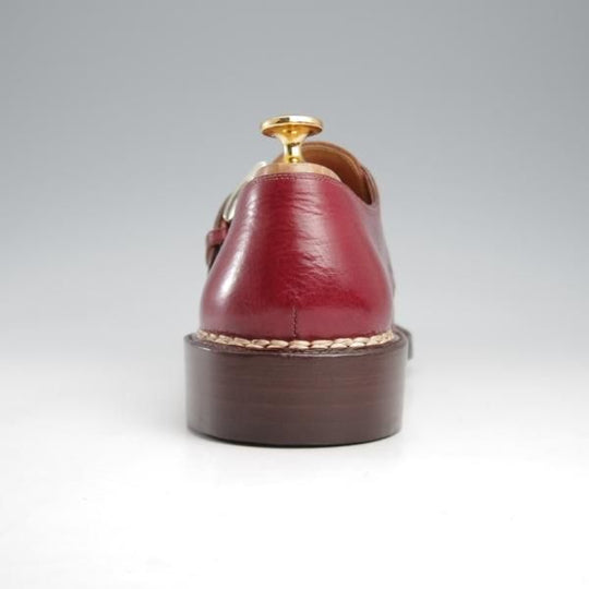 極上★(伊)マンニーナ UK6.5程度【貴重★ノルベジェーゼ製法/オーダー品/純正シューツリー付き】モンクストラップ/赤茶/MANNINA★k400