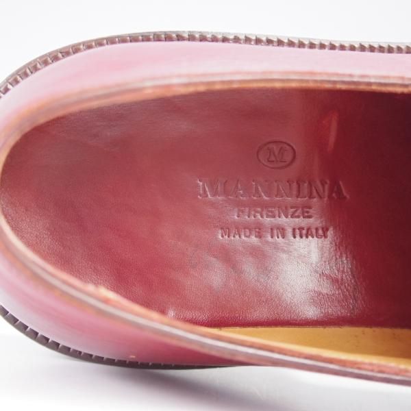 極上★(伊)マンニーナ UK6.5程度【貴重★ノルベジェーゼ製法/オーダー品/純正シューツリー付き】モンクストラップ/赤茶/MANNINA★k400