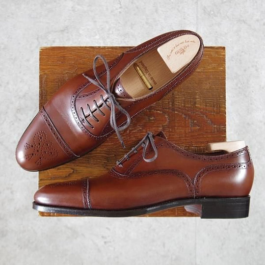 未使用★(浅草)ギルド・オブ・クラフツ SIZE 8.5(S)【定価￥132,000-★Robinson 3/(英国製)純正シューツリー付】セミブローグ/濃茶★k407