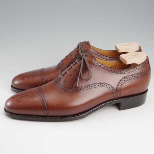 未使用★(浅草)ギルド・オブ・クラフツ SIZE 8.5(S)【定価￥132,000-★Robinson 3/(英国製)純正シューツリー付】セミブローグ/濃茶★k407