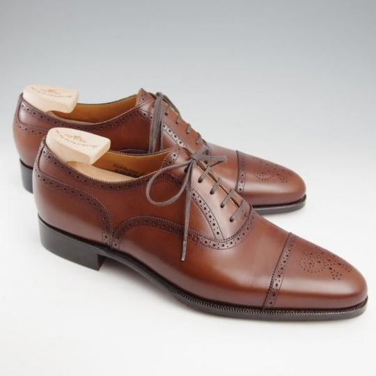 未使用★(浅草)ギルド・オブ・クラフツ SIZE 8.5(S)【定価￥132,000-★Robinson 3/(英国製)純正シューツリー付】セミブローグ/濃茶★k407