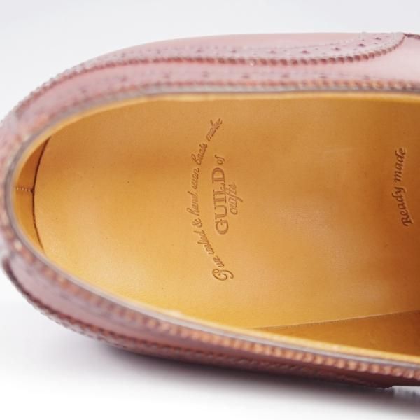 未使用★(浅草)ギルド・オブ・クラフツ SIZE 8.5(S)【定価￥132,000-★Robinson 3/(英国製)純正シューツリー付】セミブローグ/濃茶★k407