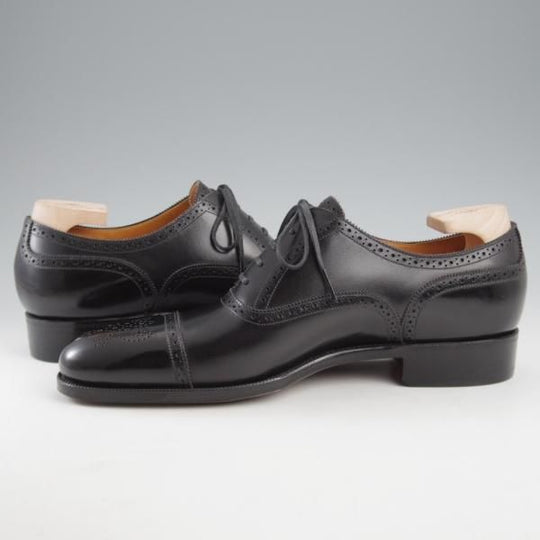 未使用★(浅草)ギルド・オブ・クラフツ SIZE 6.5(M)【定価￥132,000-★Robinson 3/(英国製)純正シューツリー付き】セミブローグ/黒★k408