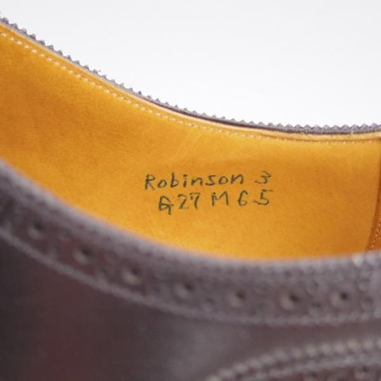 未使用★(浅草)ギルド・オブ・クラフツ SIZE 6.5(M)【定価￥132,000-★Robinson 3/(英国製)純正シューツリー付き】セミブローグ/黒★k408