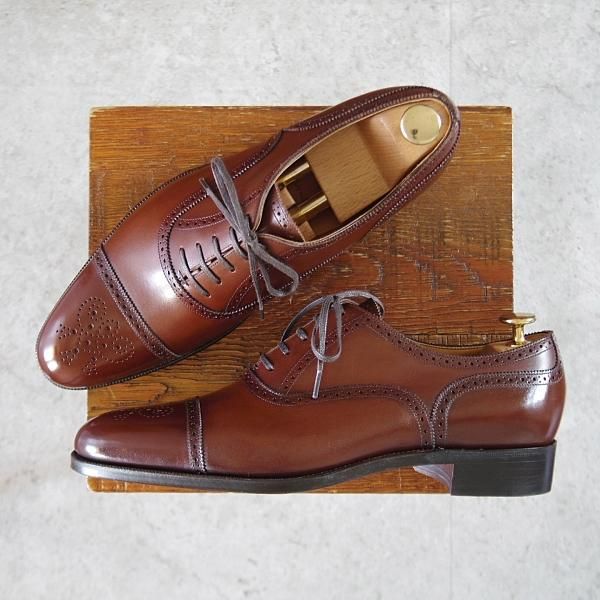 未使用★(浅草)ギルド・オブ・クラフツ SIZE 7.5(M)【定価￥132,000-★Robinson 3/セミブローグ】濃茶/メンズ/Guild of crafts★k421