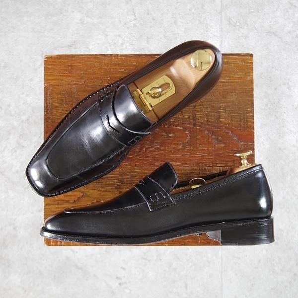 極上★(伊)サルヴァトーレ・フェラガモ 6D【最上級★TRAMEZZAライン/トラメッザ】コインローファー/黒/メンズ/Salvatore Ferragamo★k427