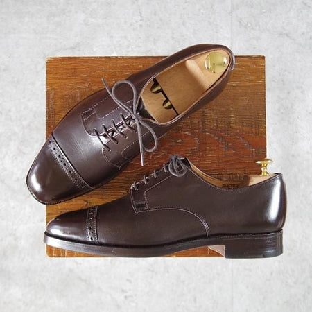 極上★トリッカーズ SIZE 6.5【現行定価10万円以上★パンチドキャップトゥ/m6412】カーフ/濃茶/メンズ/Tricker's★k429