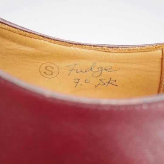 未使用★(HM)ギルド・オブ・クラフツ US7D【税込上代￥165,000-★Fudge/ハンドソーンウェルテッド製法】サドルシューズ/赤茶×茶★k432