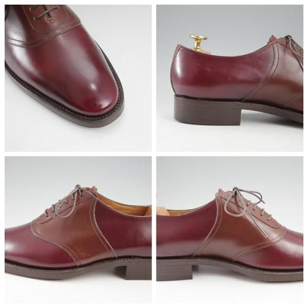 未使用★(HM)ギルド・オブ・クラフツ US7D【税込上代￥165,000-★Fudge/ハンドソーンウェルテッド製法】サドルシューズ/赤茶×茶★k432