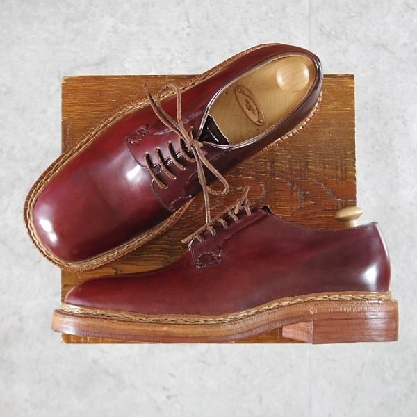未使用★(浅草)ギルド・オブ・クラフツ US7.5E程度【コードバン仕様★ノルウィージャン製法/純正ツリー付】赤茶★k433