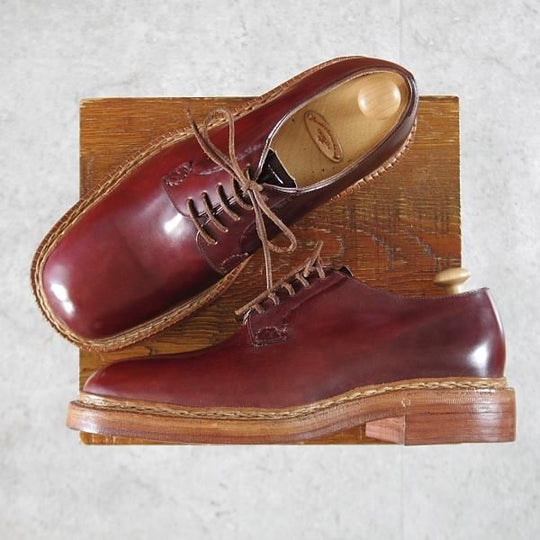 未使用★(浅草)ギルド・オブ・クラフツ US7.5E程度【コードバン仕様★ノルウィージャン製法/純正ツリー付】赤茶★k433