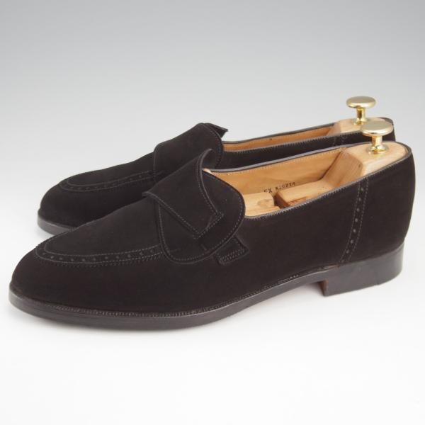 ★クロケット&ジョーンズ 7.5EX【貴重★(英)ポールスミス別注/バタフライローファー】スリッポン/スエード/黒/メンズ/Crockett&Jones★k441