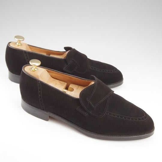 ★クロケット&ジョーンズ 7.5EX【貴重★(英)ポールスミス別注/バタフライローファー】スリッポン/スエード/黒/メンズ/Crockett&Jones★k441