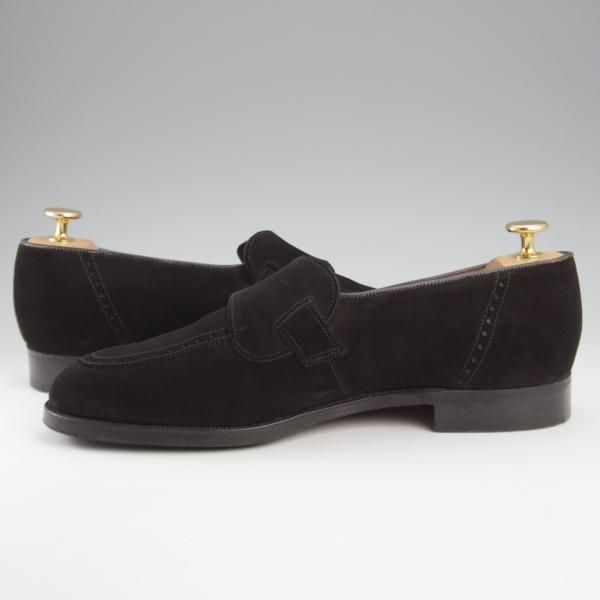 ★クロケット&ジョーンズ 7.5EX【貴重★(英)ポールスミス別注/バタフライローファー】スリッポン/スエード/黒/メンズ/Crockett&Jones★k441