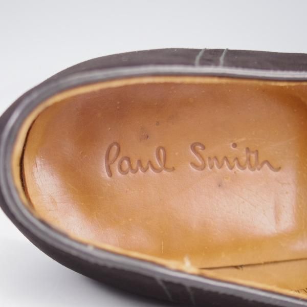 ★クロケット&ジョーンズ 7.5EX【貴重★(英)ポールスミス別注/バタフライローファー】スリッポン/スエード/黒/メンズ/Crockett&Jones★k441