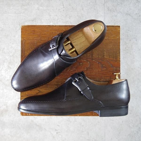 未使用★(仏)ベルルッティ SIZE 7.5【黒系パティーヌ★ヴェネチアレザー/モンクストラップ】NERO GRIGIO/黒/メンズ/Berluti★k442