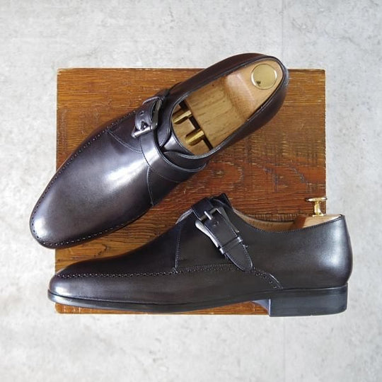 未使用★(仏)ベルルッティ SIZE 7.5【黒系パティーヌ★ヴェネチアレザー/モンクストラップ】NERO GRIGIO/黒/メンズ/Berluti★k442