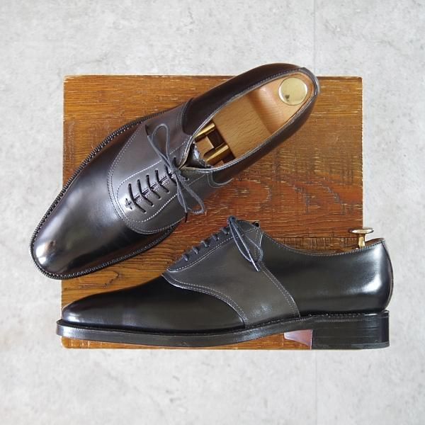 未使用★(HM)ギルド・オブ・クラフツ US6.5C【税込上代￥165,000-★Fudge/ハンドソーンウェルテッド製法】サドルシューズ/黒×灰★k447