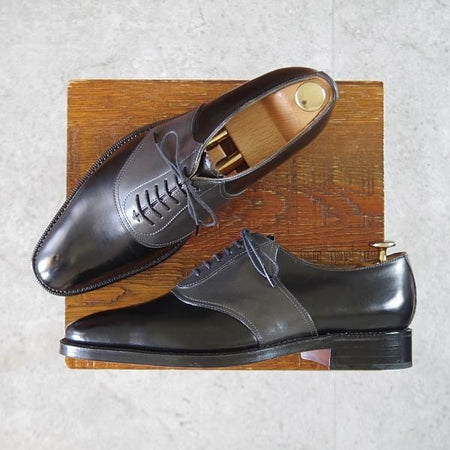 未使用★(HM)ギルド・オブ・クラフツ US6.5C【税込上代￥165,000-★Fudge/ハンドソーンウェルテッド製法】サドルシューズ/黒×灰★k447