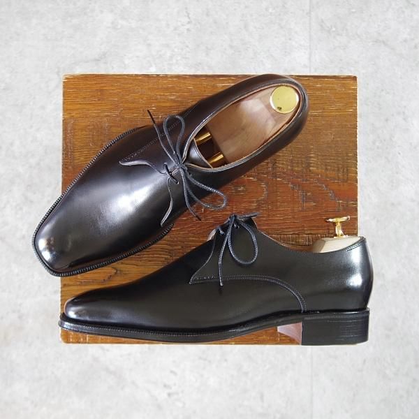 未使用★(HM)ギルド・オブ・クラフツ US5D【税込上代￥165,000-★Rusty/ハンドソーンウェルテッド製法】Vフロント/プレーントゥ/黒★k448