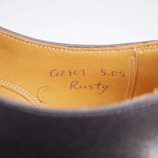 未使用★(HM)ギルド・オブ・クラフツ US5D【税込上代￥165,000-★Rusty/ハンドソーンウェルテッド製法】Vフロント/プレーントゥ/黒★k448