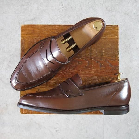 極上★クロケット&ジョーンズ 7E【バーニーズNY別注★CITYソール仕様/TEIGN】341ラスト/コインローファー/濃茶/Crockett&Jones★k449