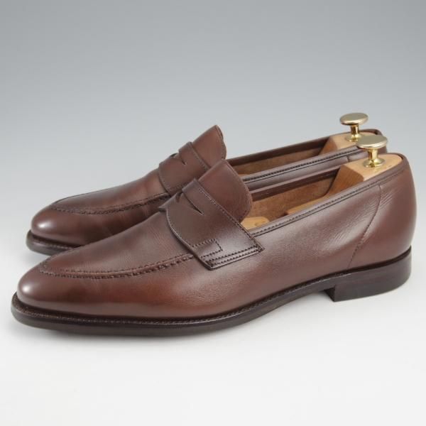 極上★クロケット&ジョーンズ 7E【バーニーズNY別注★CITYソール仕様/TEIGN】341ラスト/コインローファー/濃茶/Crockett&Jones★k449