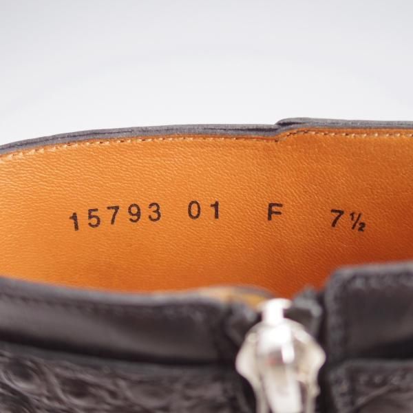極上★(伊)サントーニ SIZE 7.5【定価￥195,800-★クロコダイル×カーフ/ジョッパーブーツ】サイドジップブーツ/15793/黒/Santoni★k453