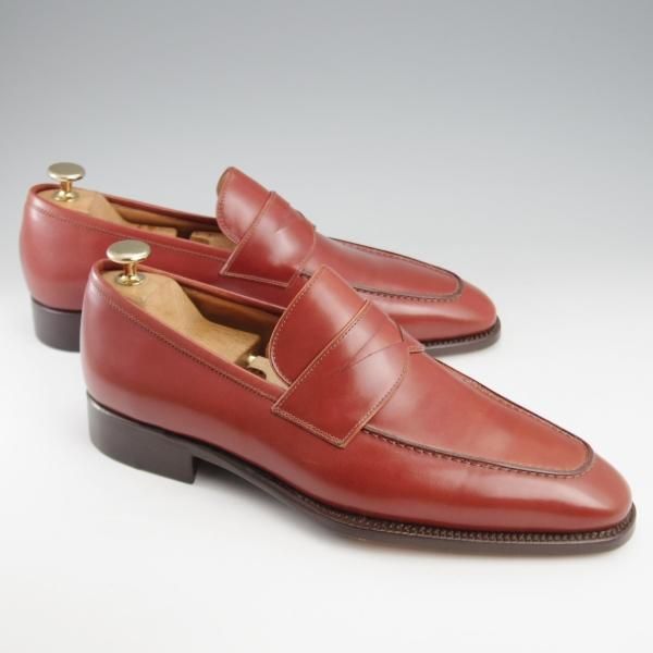 未使用★(伊)ステファノ・ベーメル SIZE 41【定価20万円以上★コインローファー/106】カーフ/赤茶/メンズ/Stefano Bemer★k455