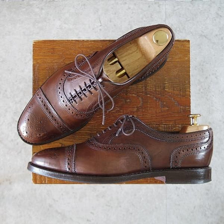 極上★(米)アレンエドモンズ 8D【貴重★ブルックスブラザーズ別注/BROOKS BROTHERS】セミブローグ/カーフ/濃茶/ALLEN EDMONDS★k457