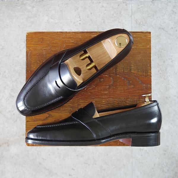 未使用★(浅草)ギルド・オブ・クラフツ US6.5D【税込上代￥198,000-★Agnes/ハンドソーンウェルテッド製法】コインローファー/黒★k459