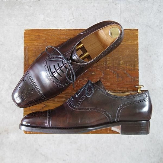 美品★(東欧)VASS/ヴァーシュ SIZE 41【現行定価14万円程度★ミュージアムカーフ/Uラスト/Alt English】セミブローグ/濃茶★k464