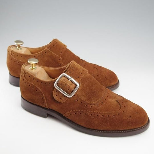 極上★トリッカーズ SIZE 6.5【貴重★MARRY JANE/メリージェーン】M7431/モンクストラップ/スエード/茶/メンズ/Tricker's★k476
