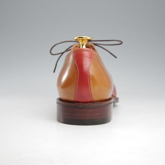 未使用★(HM)ギルド・オブ・クラフツ US7D【税込上代￥165,000-★Fudge/ハンドソーンウェルテッド製法】サドルシューズ/茶×赤茶★k477