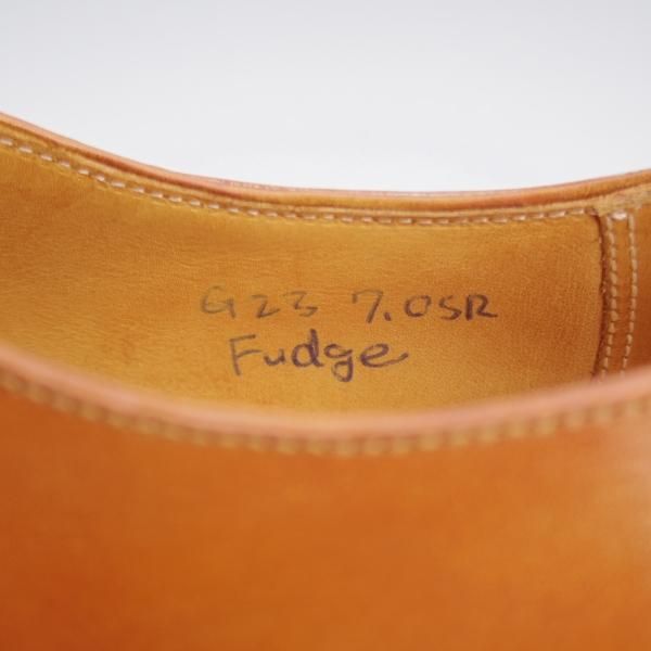 未使用★(HM)ギルド・オブ・クラフツ US7D【税込上代￥165,000-★Fudge/ハンドソーンウェルテッド製法】サドルシューズ/茶×赤茶★k477