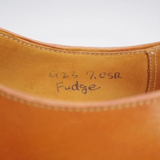 未使用★(HM)ギルド・オブ・クラフツ US7D【税込上代￥165,000-★Fudge/ハンドソーンウェルテッド製法】サドルシューズ/茶×赤茶★k477