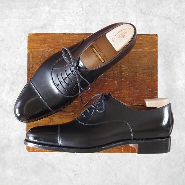 未使用★(浅草)ギルド・オブ・クラフツ SIZE 7(M)【定価￥115,500-★Blackie/(英国製)純正シューツリー付き】ストレートチップ/黒★k484