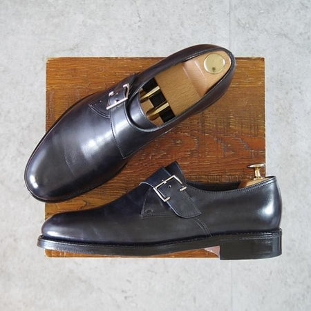 極美品★ジョンロブ 6E【定価￥205,200-★ミュージアムカーフ/RINGMORE】0015ラスト/モンクストラップ/黒/メンズ/JOHN LOBB★k485