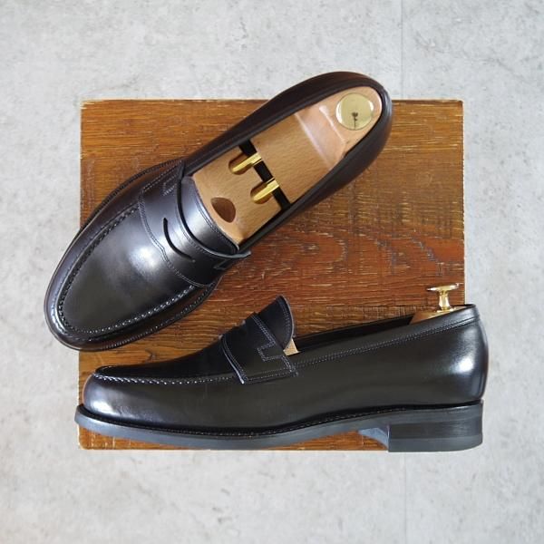 極美品★三陽山長 SIZE 6.5【定価￥80,300-★弥伍郎/R2013ラスト】コインローファー/カーフ/黒/YAGORO/Sanyo Yamacho★k498