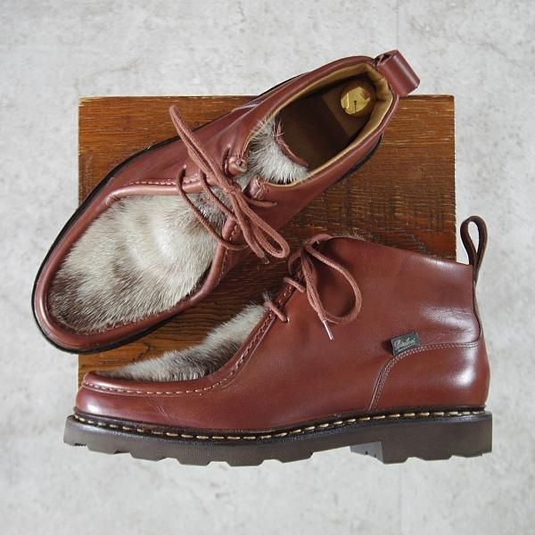 極美品★パラブーツ SIZE 6.5【貴重★フォック仕様(アザラシの毛皮)/MUCY】ミューシー/チロリアンブーツ/マロン/茶/Paraboot★k504