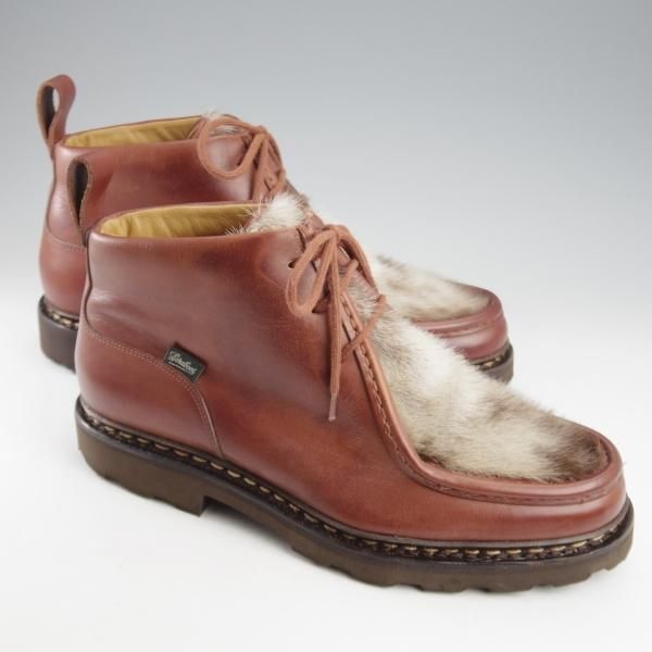 極美品★パラブーツ SIZE 6.5【貴重★フォック仕様(アザラシの毛皮)/MUCY】ミューシー/チロリアンブーツ/マロン/茶/Paraboot★k504