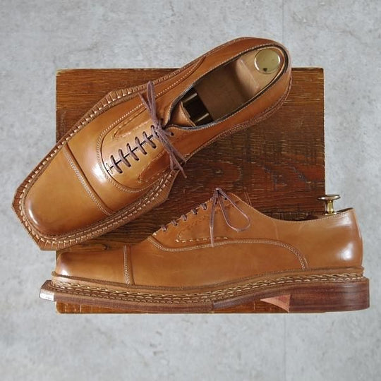 未使用★(浅草)ギルド・オブ・クラフツ US7D程度【税込上代￥220,000-★ノルウィージャン製法/ストレートチップ】薄茶★k507