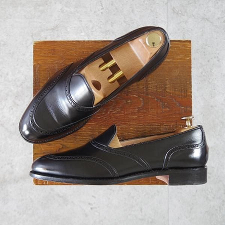 極美品★(英)チーニー 7F【定価￥82,500-★HENDRICK/ローファー】214ラスト/スリッポン/カーフ/黒/メンズ/CHEANEY★k512